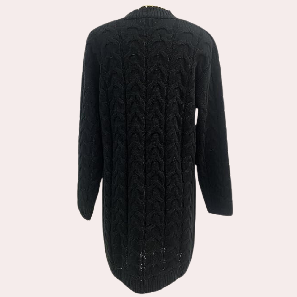 Women's Chunky Knit Longline Cardigan with Buttons