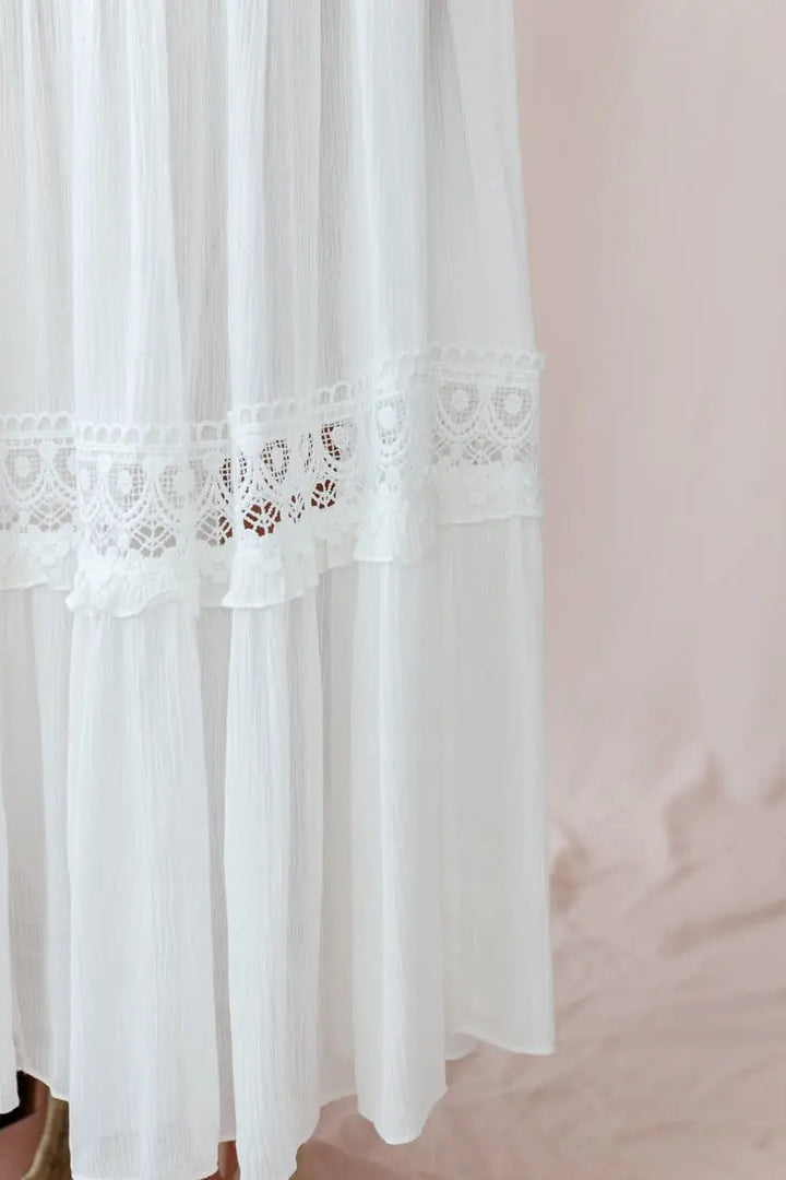 Eliza | Boho V-Neck Crochet Maxi Dress