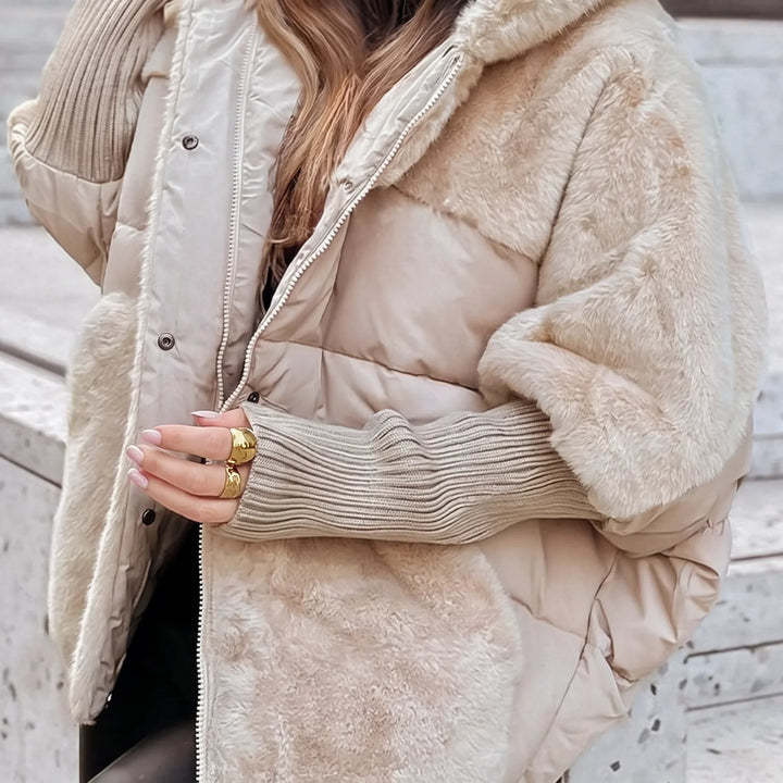 Women's Quilted Faux Fur Hooded Puffer Coat