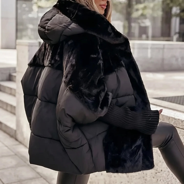 Women's Quilted Faux Fur Hooded Puffer Coat