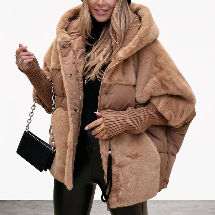 Women's Quilted Faux Fur Hooded Puffer Coat