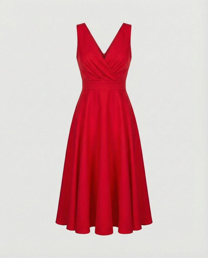 Sophie | Elegant V Neck Midi Cocktail Dress