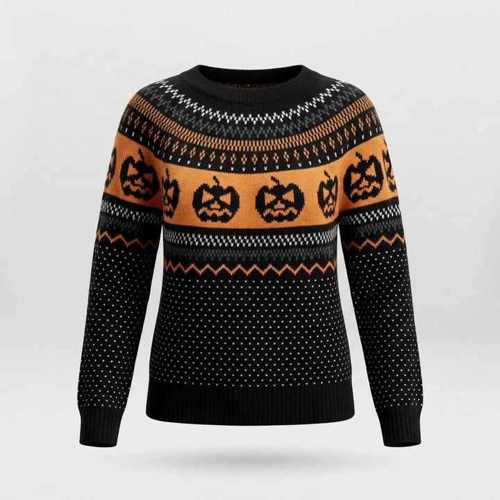 Women's Pumpkin Print Halloween Knit Jumper