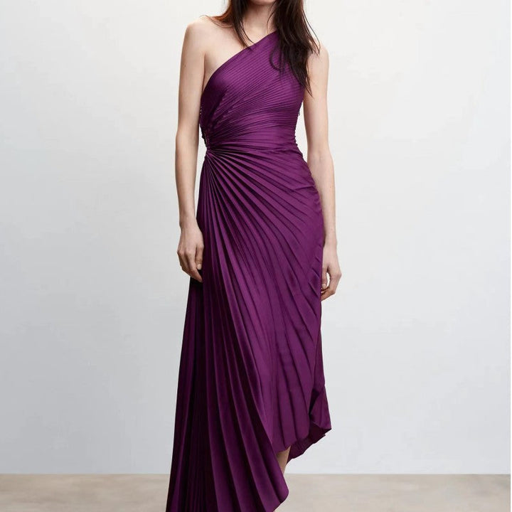 Celeste | Pleated One Shoulder Occasion Dress