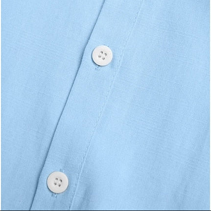 Men's Relaxed Linen Shirt with Camp Collar