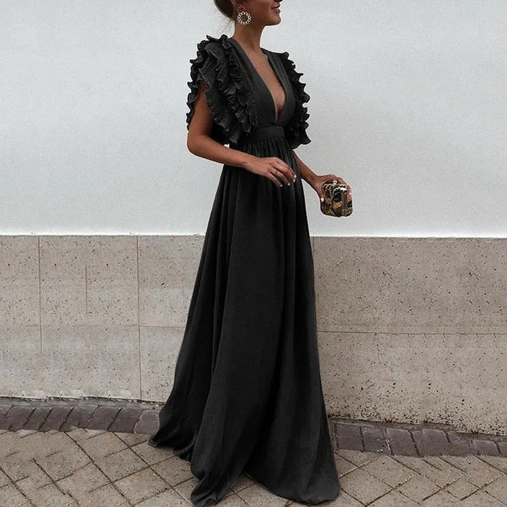 Victoria | Ruffle Sleeve Evening Maxi Dress