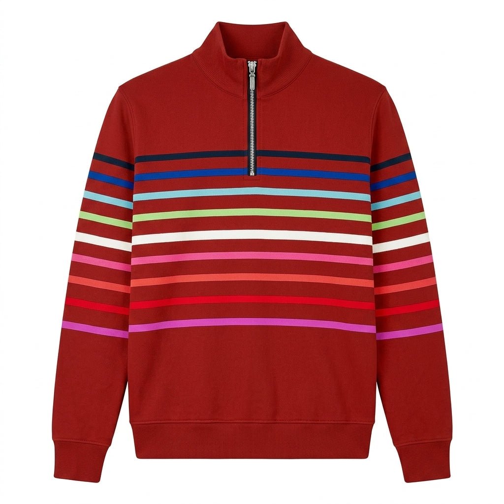 Striped Half Zip Sweatshirt