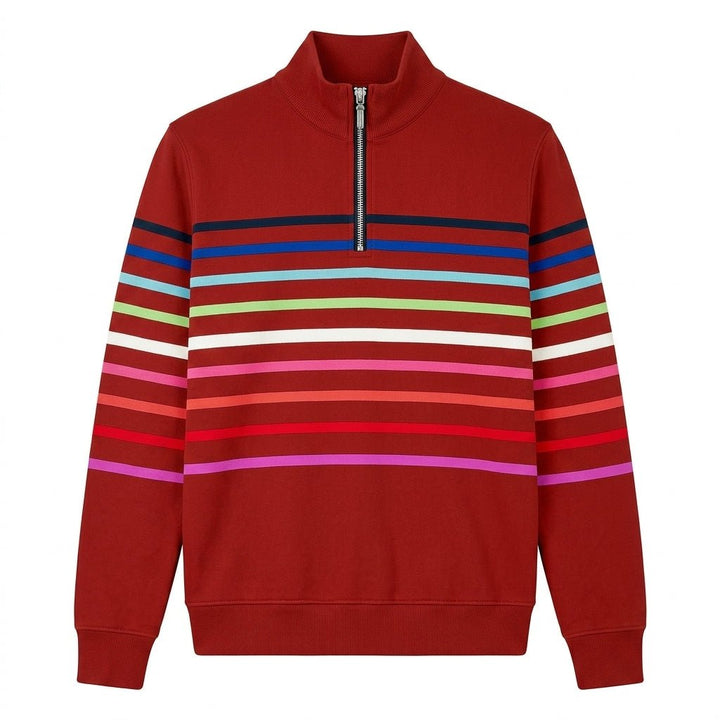 Striped Half Zip Sweatshirt