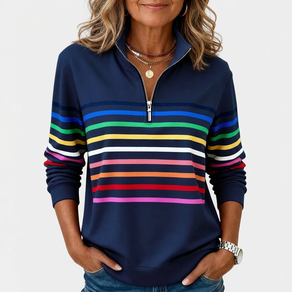 Striped Half Zip Sweatshirt
