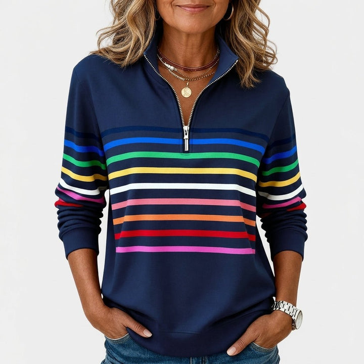 Striped Half Zip Sweatshirt