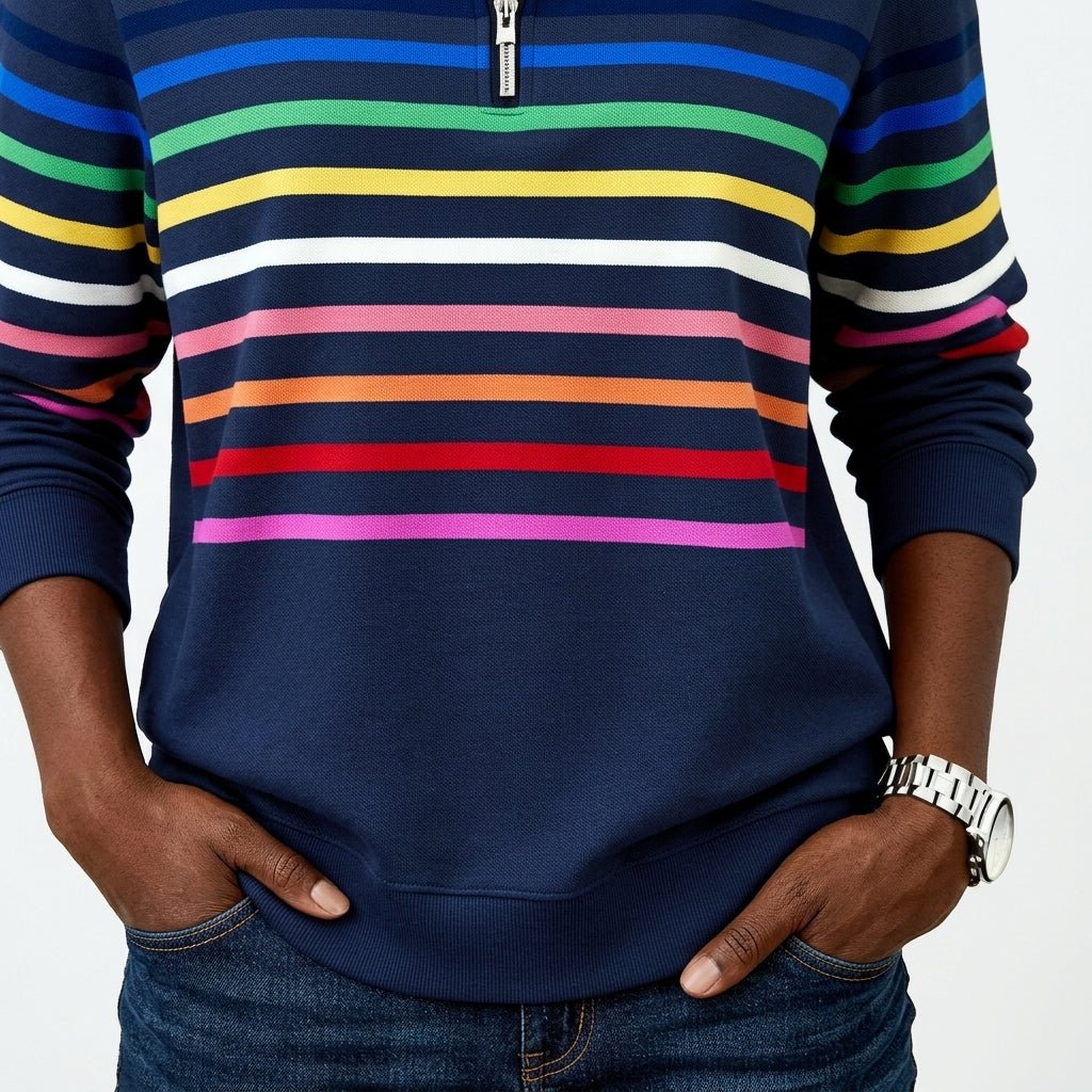 Striped Half Zip Sweatshirt