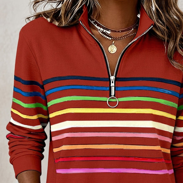 Striped Half Zip Sweatshirt
