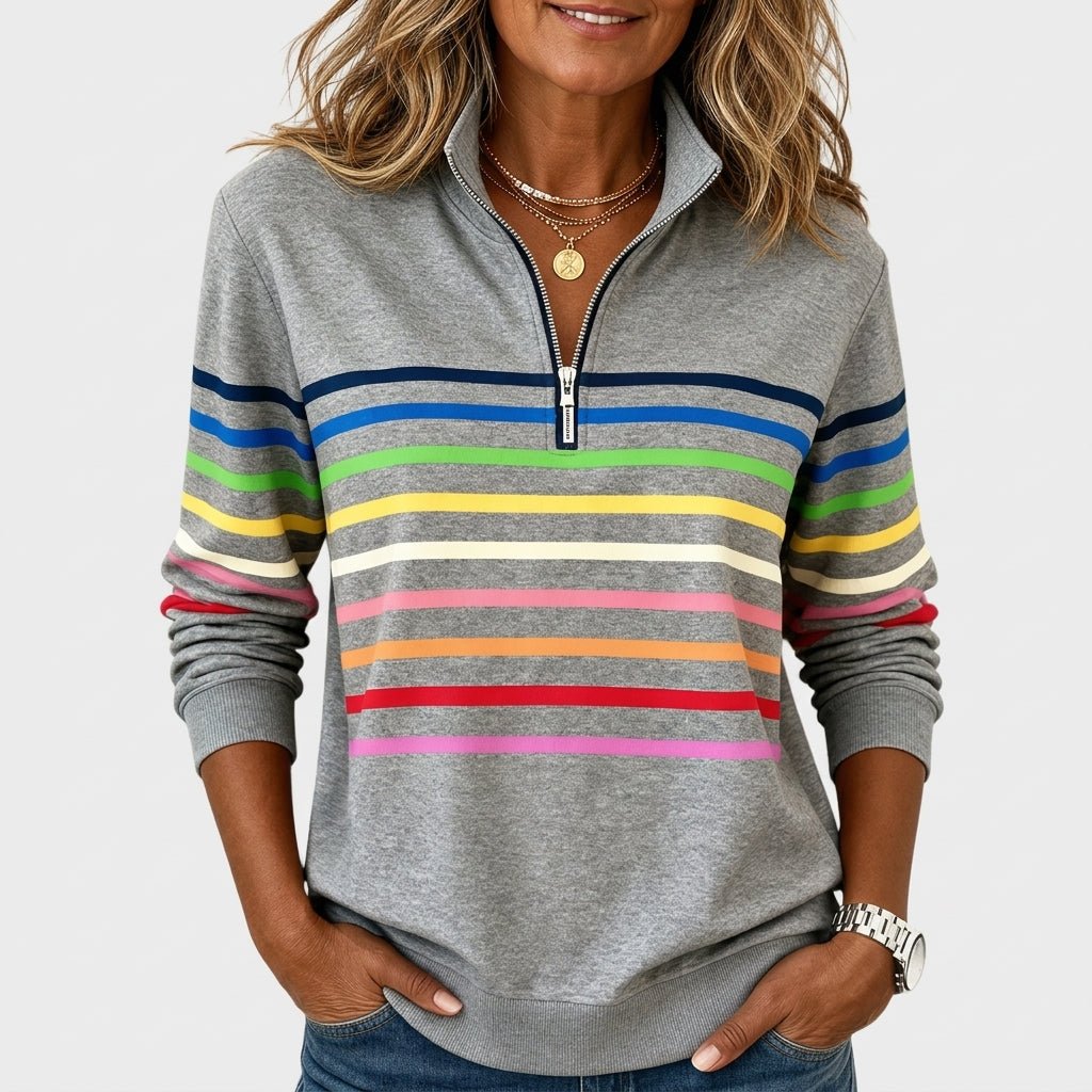 Striped Half Zip Sweatshirt