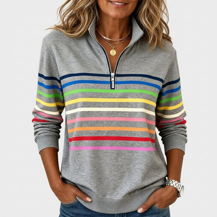 Striped Half Zip Sweatshirt