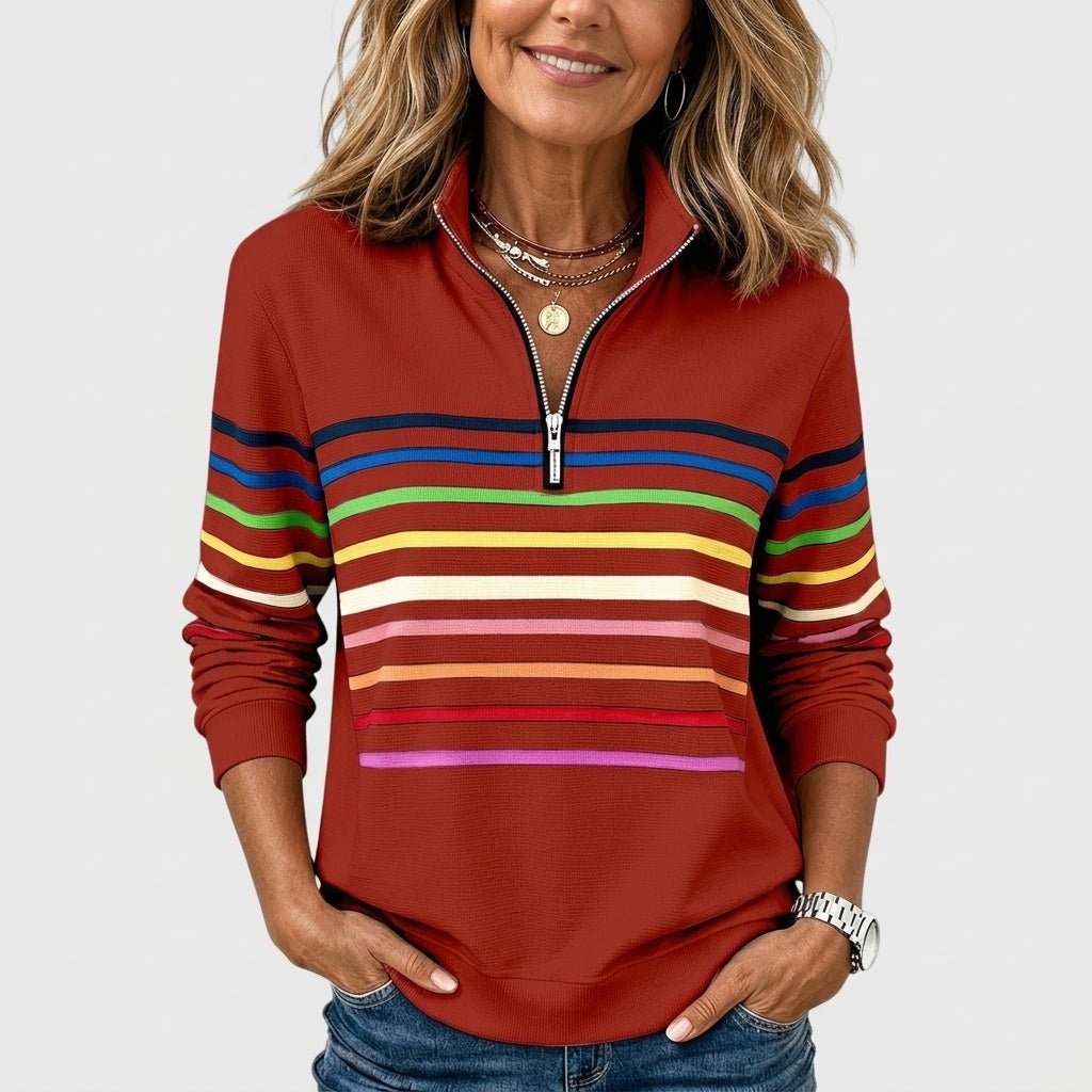 Striped Half Zip Sweatshirt
