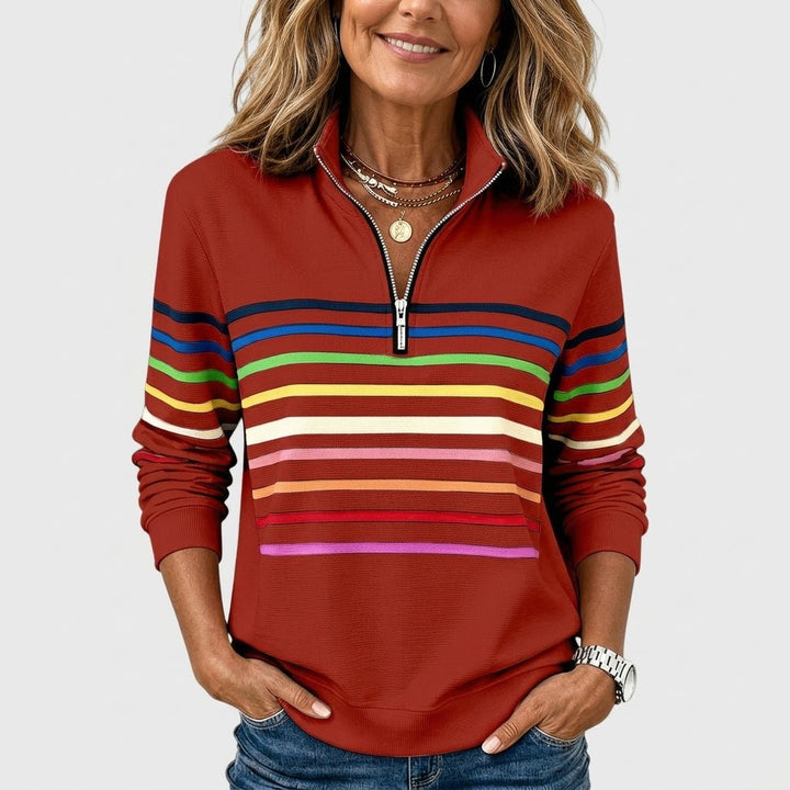 Striped Half Zip Sweatshirt