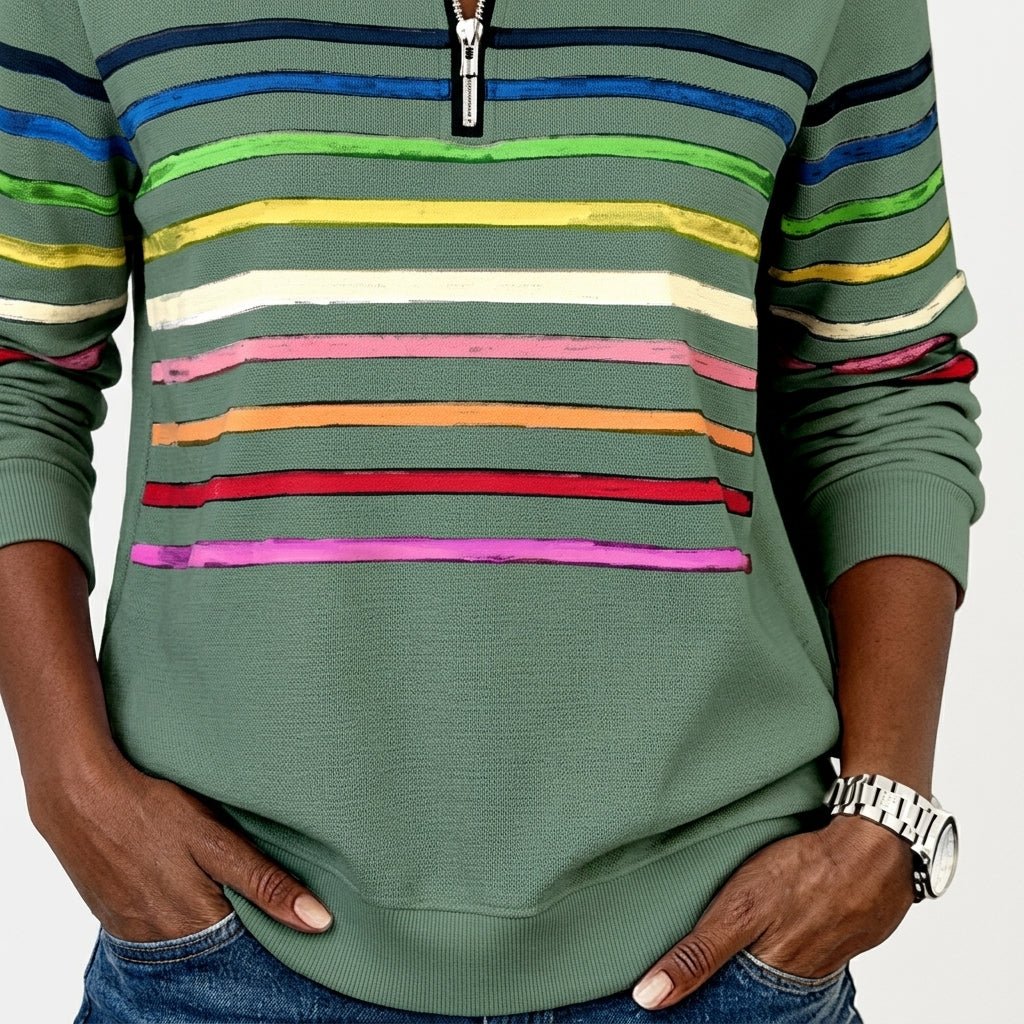 Striped Half Zip Sweatshirt