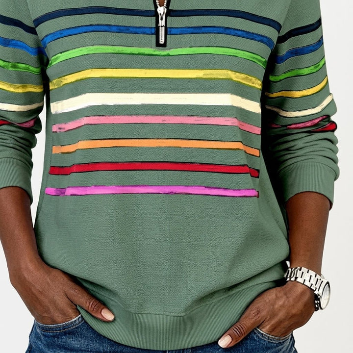Striped Half Zip Sweatshirt