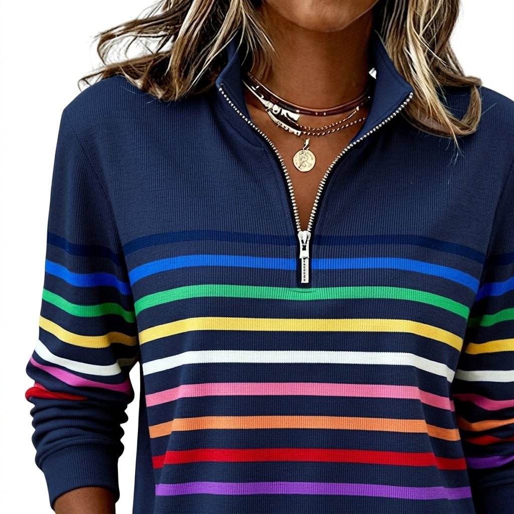 Striped Half Zip Sweatshirt