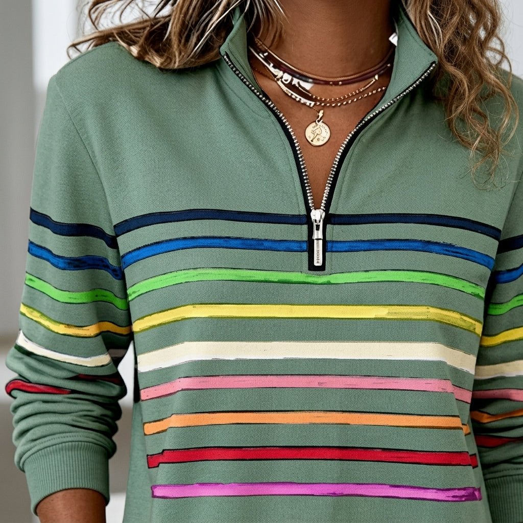 Striped Half Zip Sweatshirt