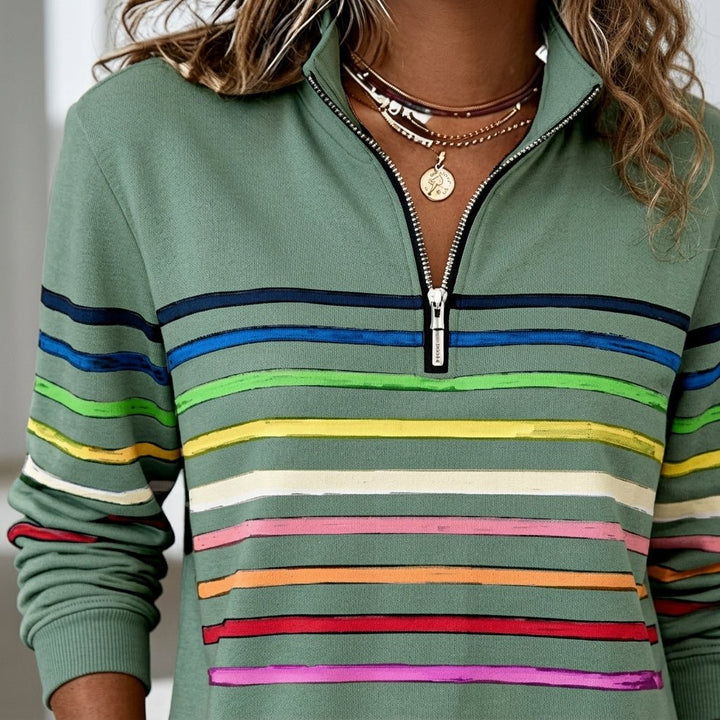 Striped Half Zip Sweatshirt