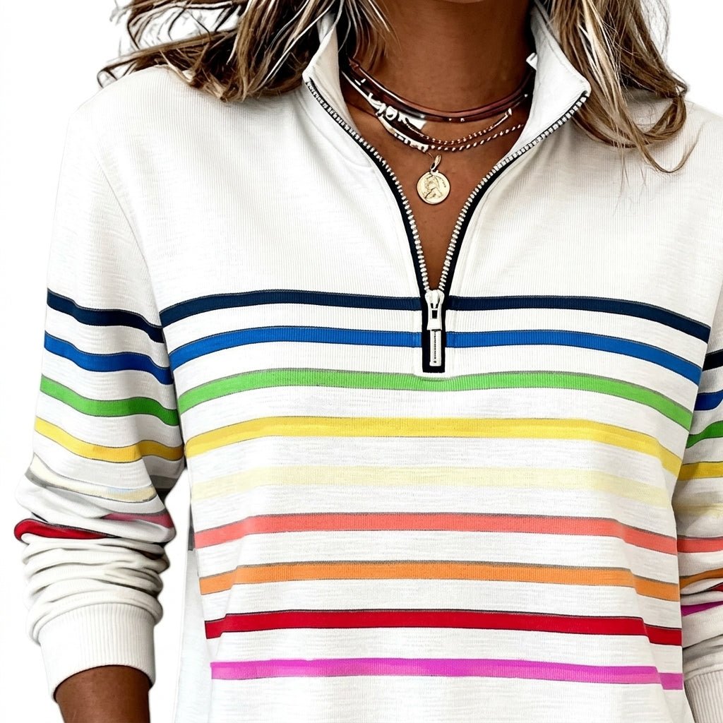 Striped Half Zip Sweatshirt