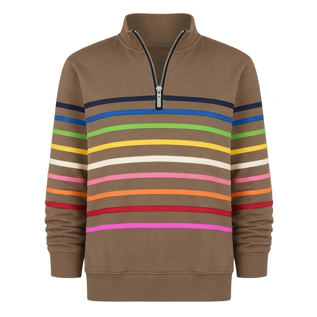 Striped Half Zip Sweatshirt