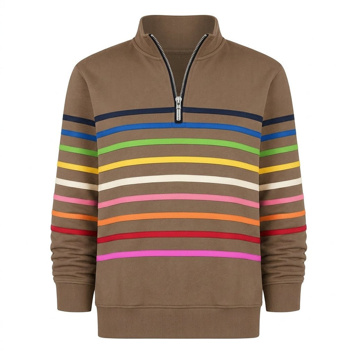 Striped Half Zip Sweatshirt