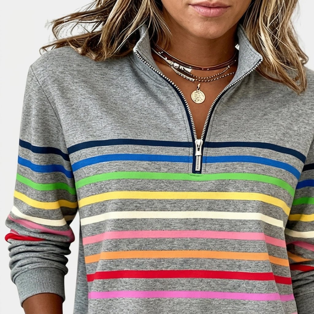 Striped Half Zip Sweatshirt