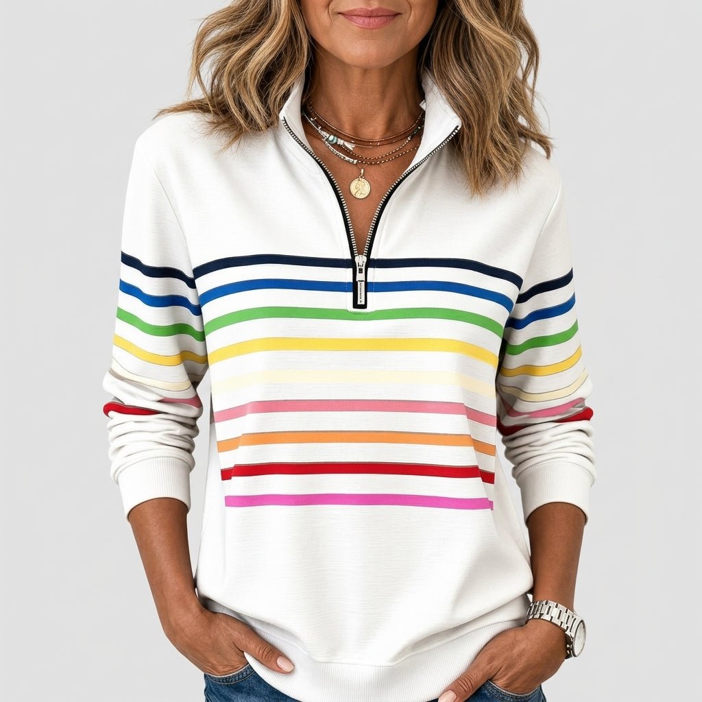 Striped Half Zip Sweatshirt