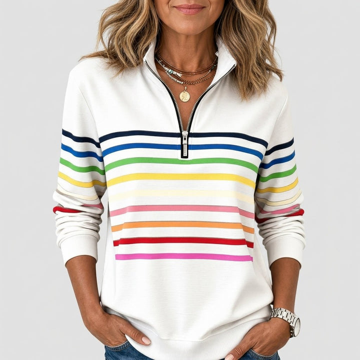 Striped Half Zip Sweatshirt