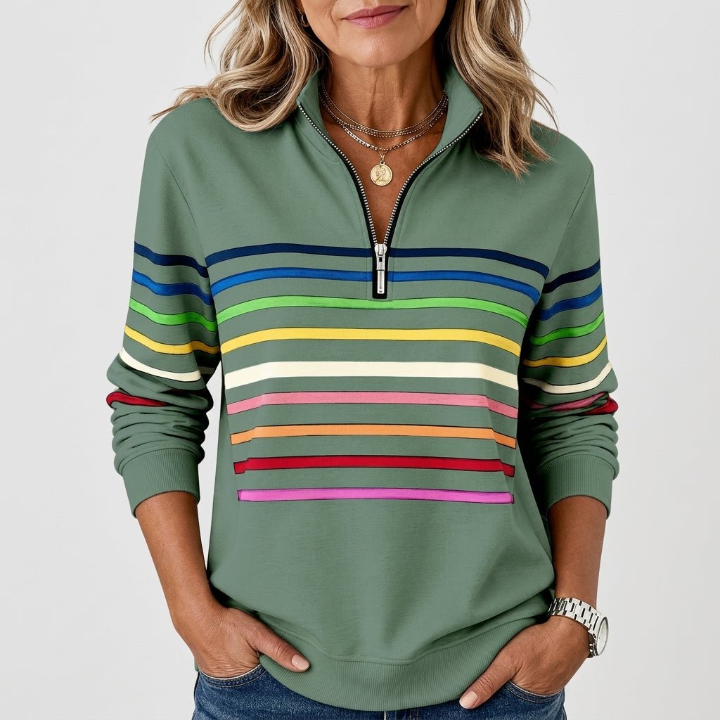 Striped Half Zip Sweatshirt