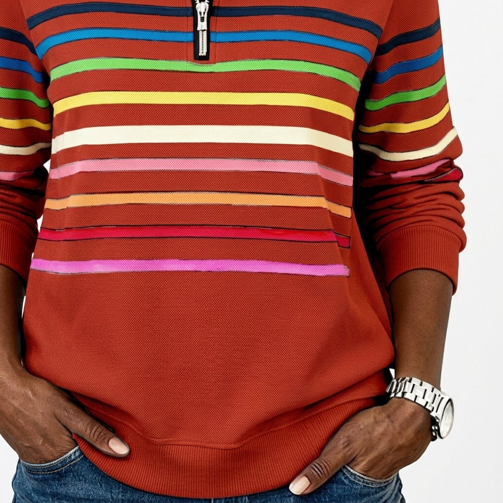 Striped Half Zip Sweatshirt