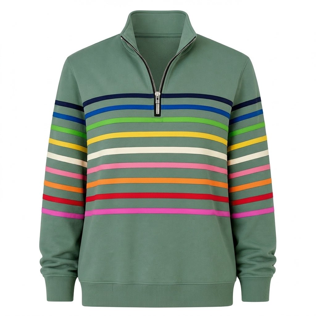 Striped Half Zip Sweatshirt
