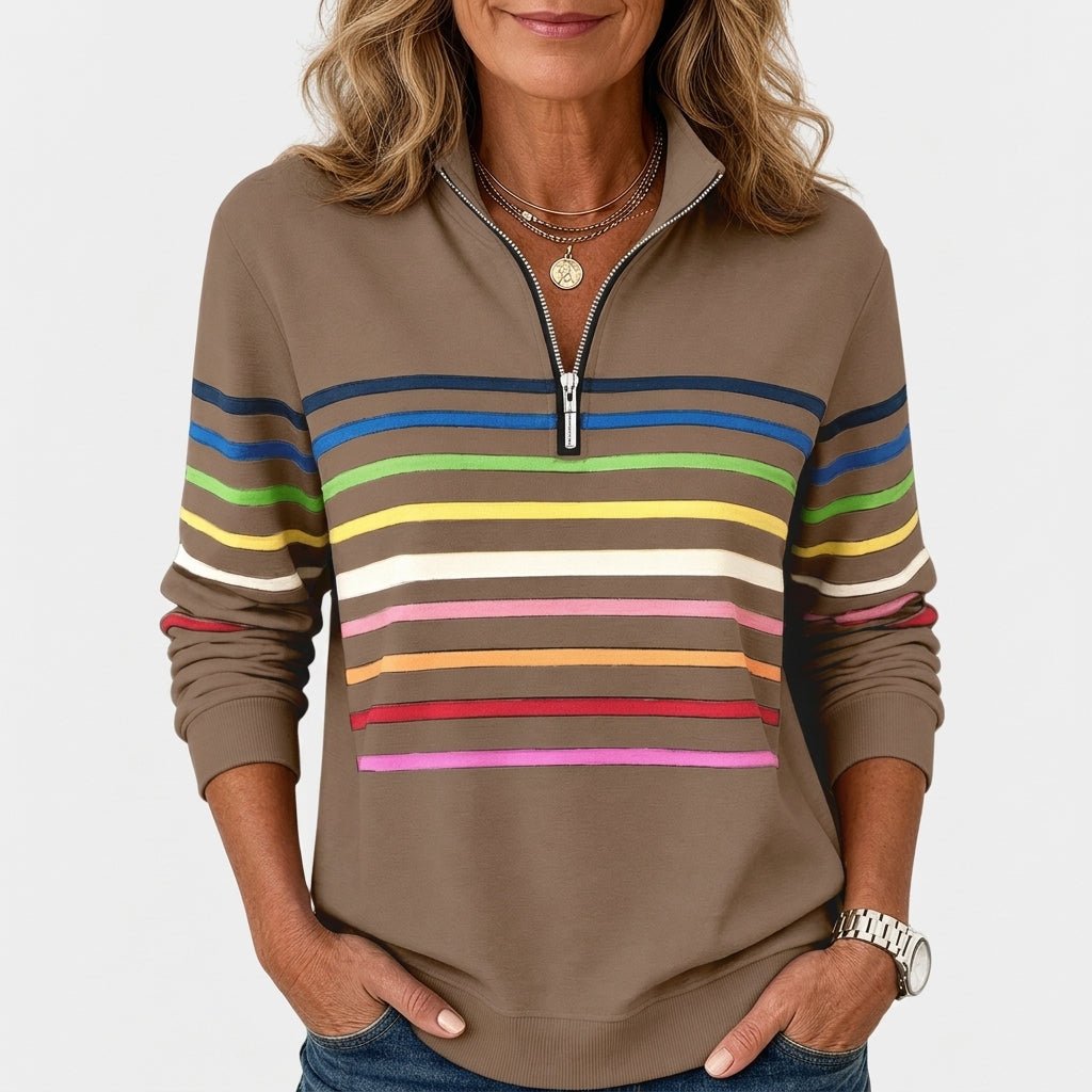 Striped Half Zip Sweatshirt