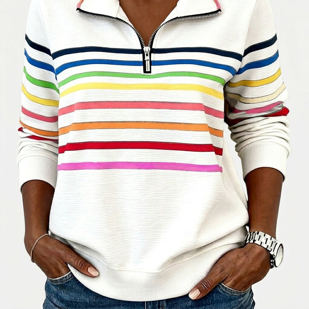 Striped Half Zip Sweatshirt