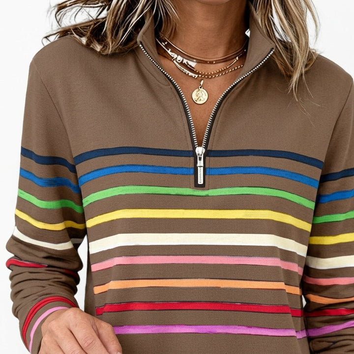 Striped Half Zip Sweatshirt