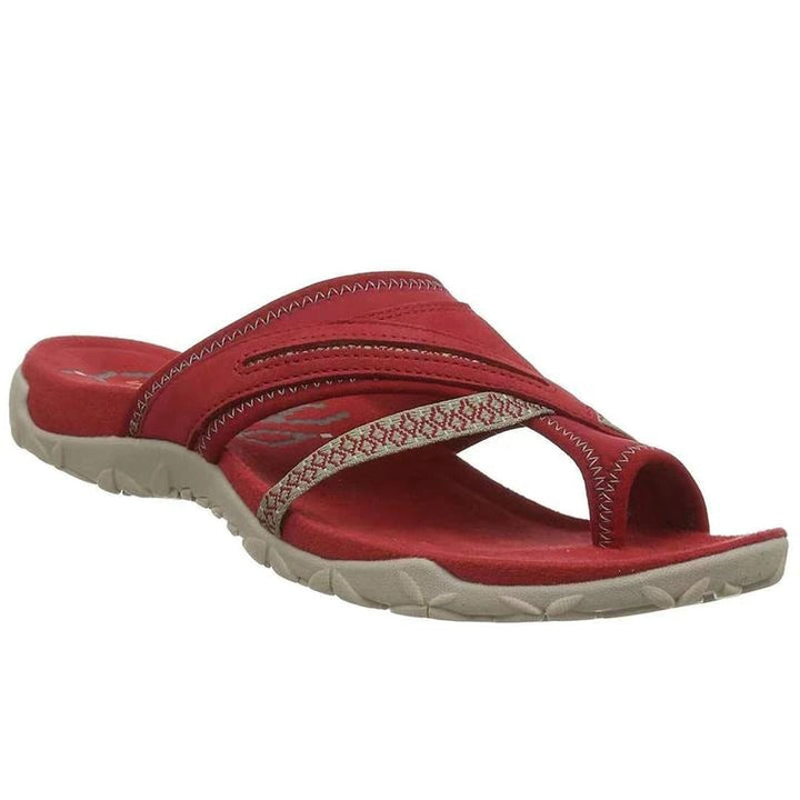 Women's Orthopedic Leather Toe-Post Sandals with Cushioned Footbed