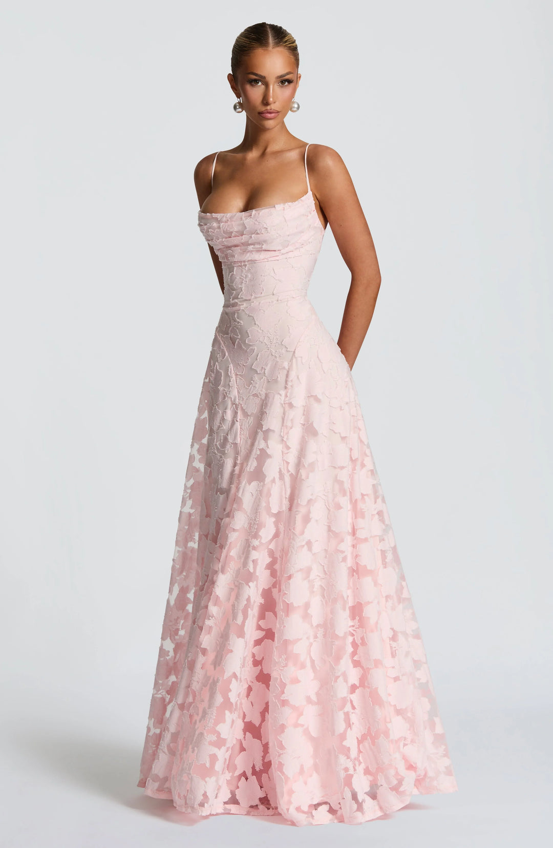 Women's Floral Textured Wedding Guest Maxi Dress