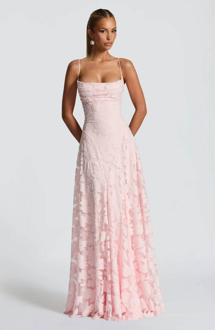 Women's Floral Textured Wedding Guest Maxi Dress