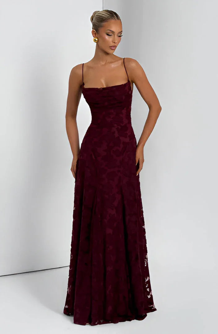 Women's Floral Textured Wedding Guest Maxi Dress