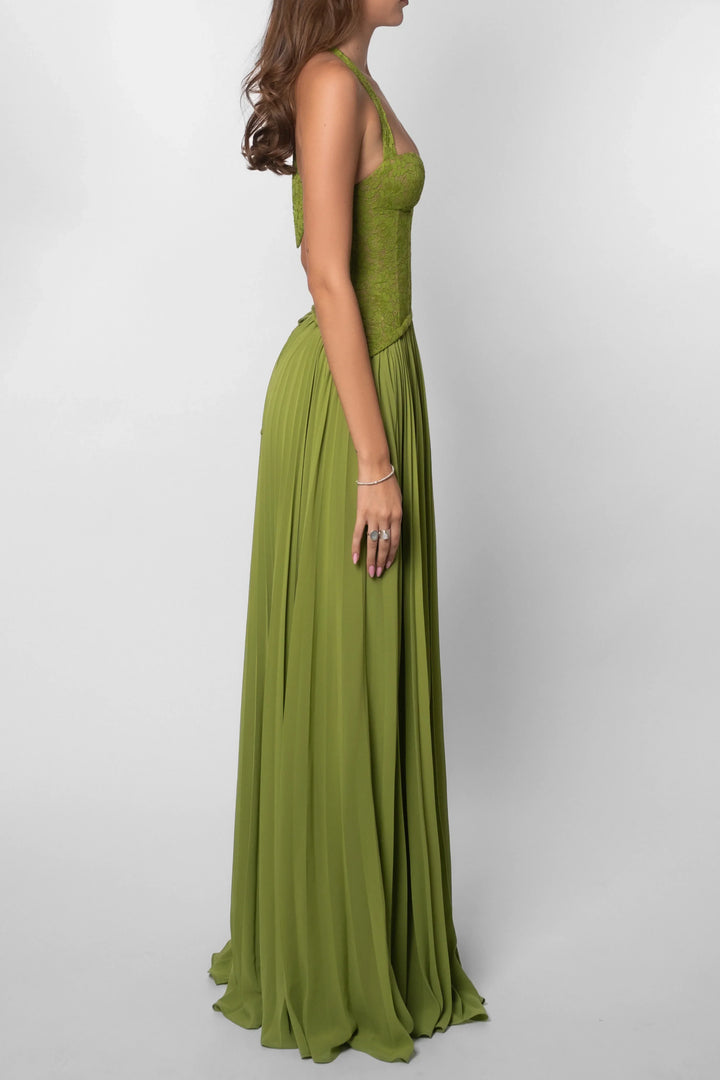 Women's Textured Lace Corset Maxi Dress