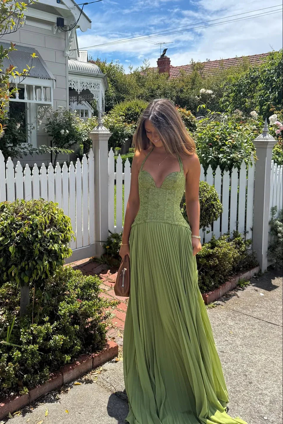 Women's Textured Lace Corset Maxi Dress
