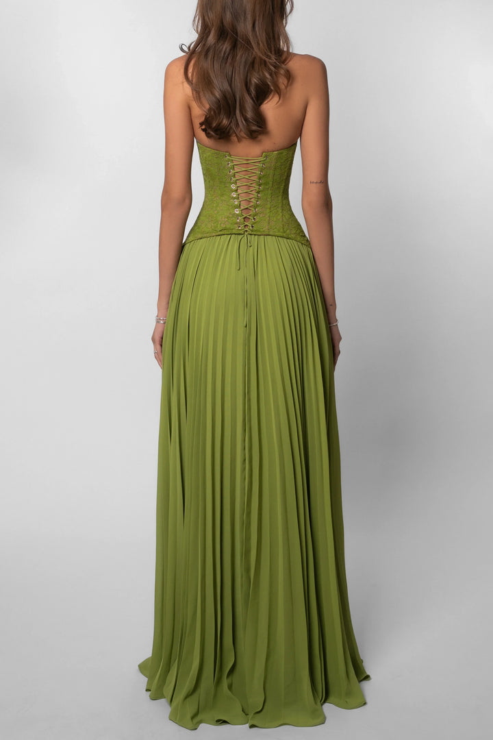 Women's Textured Lace Corset Maxi Dress