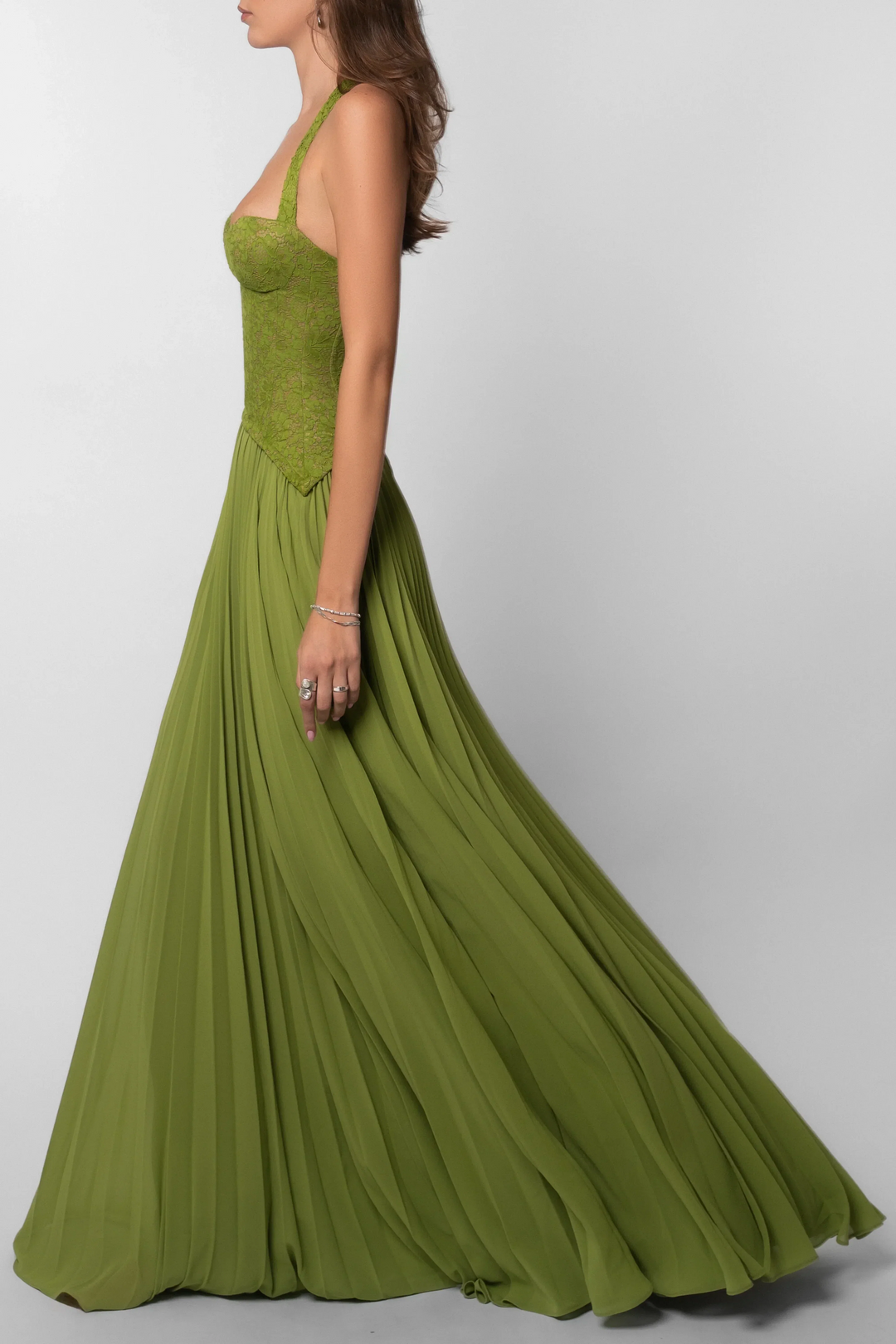 Women's Textured Lace Corset Maxi Dress