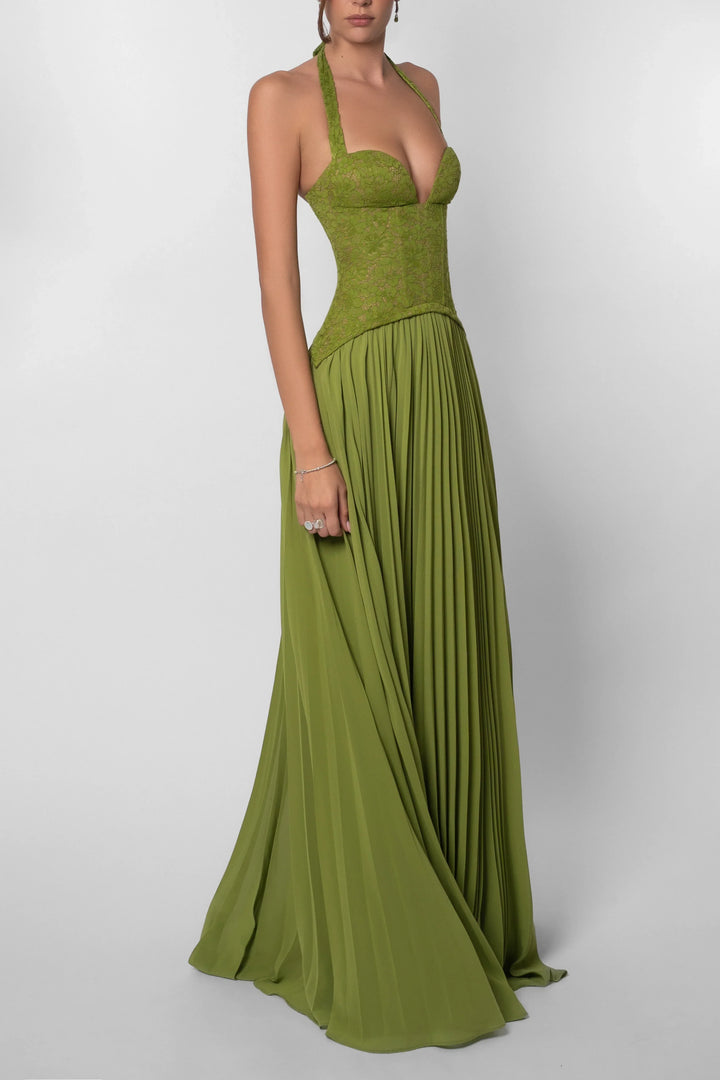 Women's Textured Lace Corset Maxi Dress