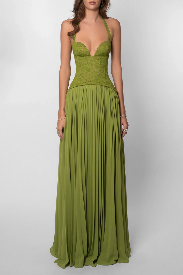 Women's Textured Lace Corset Maxi Dress