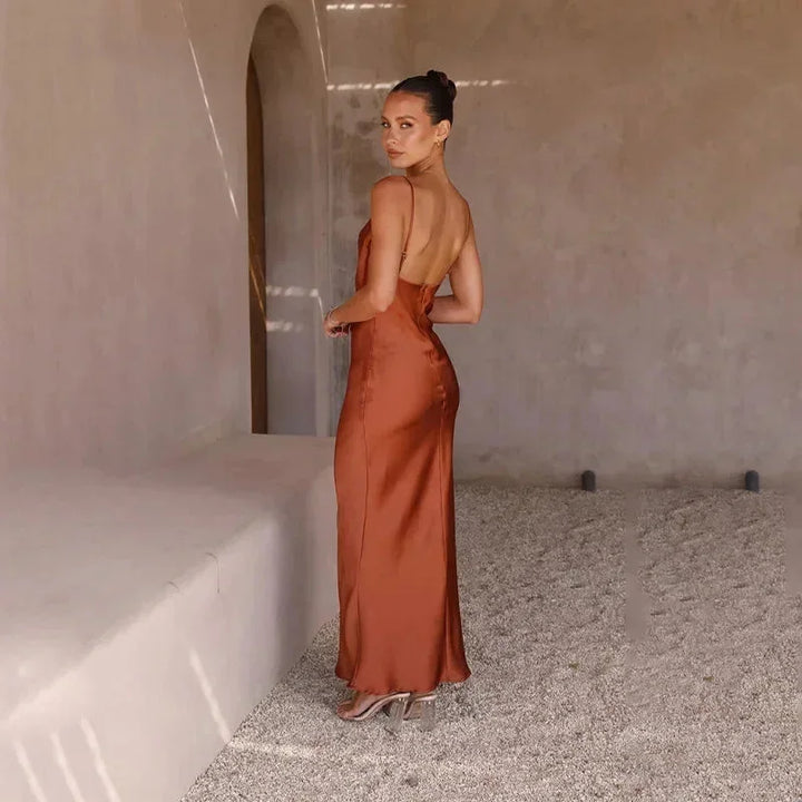 Women's Satin Wedding Guest Maxi Dress