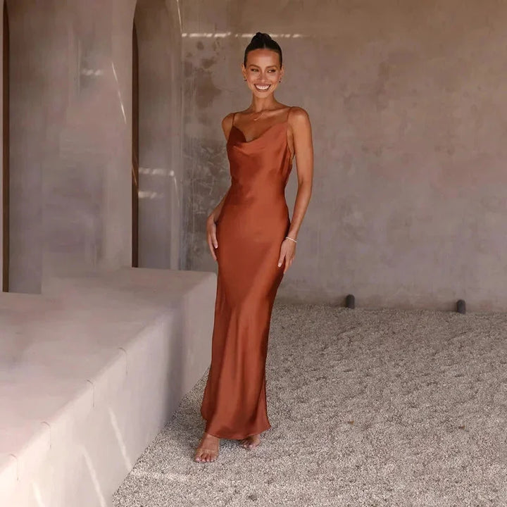 Women's Satin Wedding Guest Maxi Dress