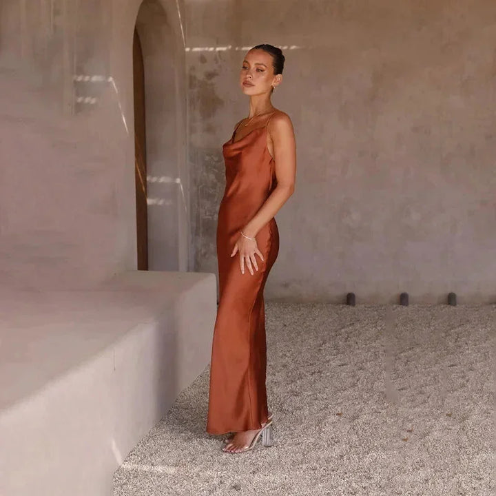 Women's Satin Wedding Guest Maxi Dress